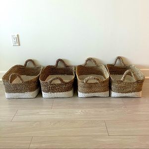 Set of 4 Container Store Beach House Storage Bins With Handles